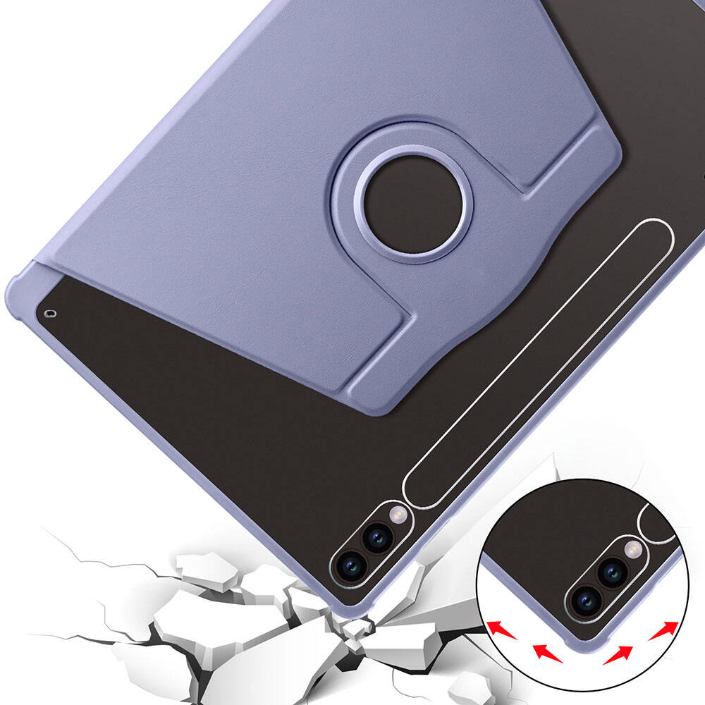 Galaxy Tab S10 Plus Case Zore Thermal Pen Compartment Rotating Stand Case Gray 