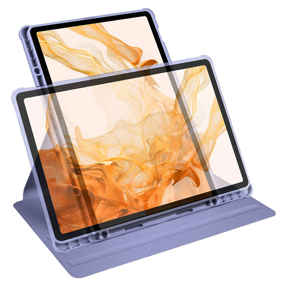 Galaxy Tab S10 Plus Case Zore Thermal Pen Compartment Rotating Stand Case Navy Blue 