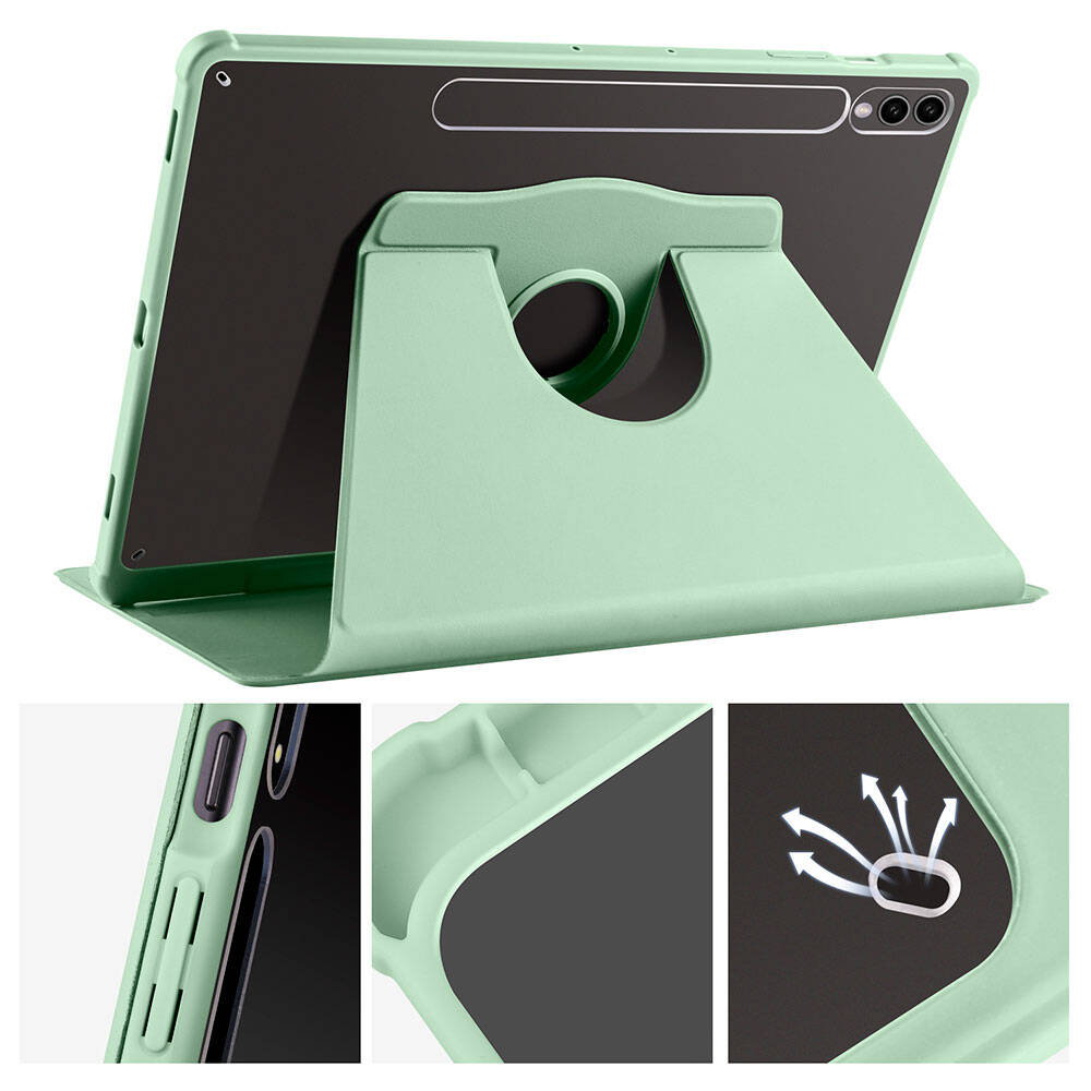 Galaxy Tab S10 Plus Case Zore Thermal Pen Compartment Rotating Stand Case Pink 