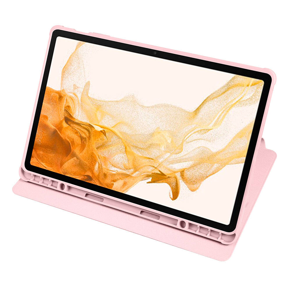 Galaxy Tab S10 Plus Case Zore Thermal Pen Compartment Rotating Stand Case Pink 