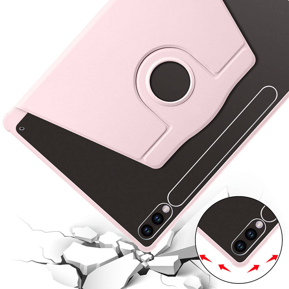 Galaxy Tab S10 Plus Case Zore Thermal Pen Compartment Rotating Stand Case Black 