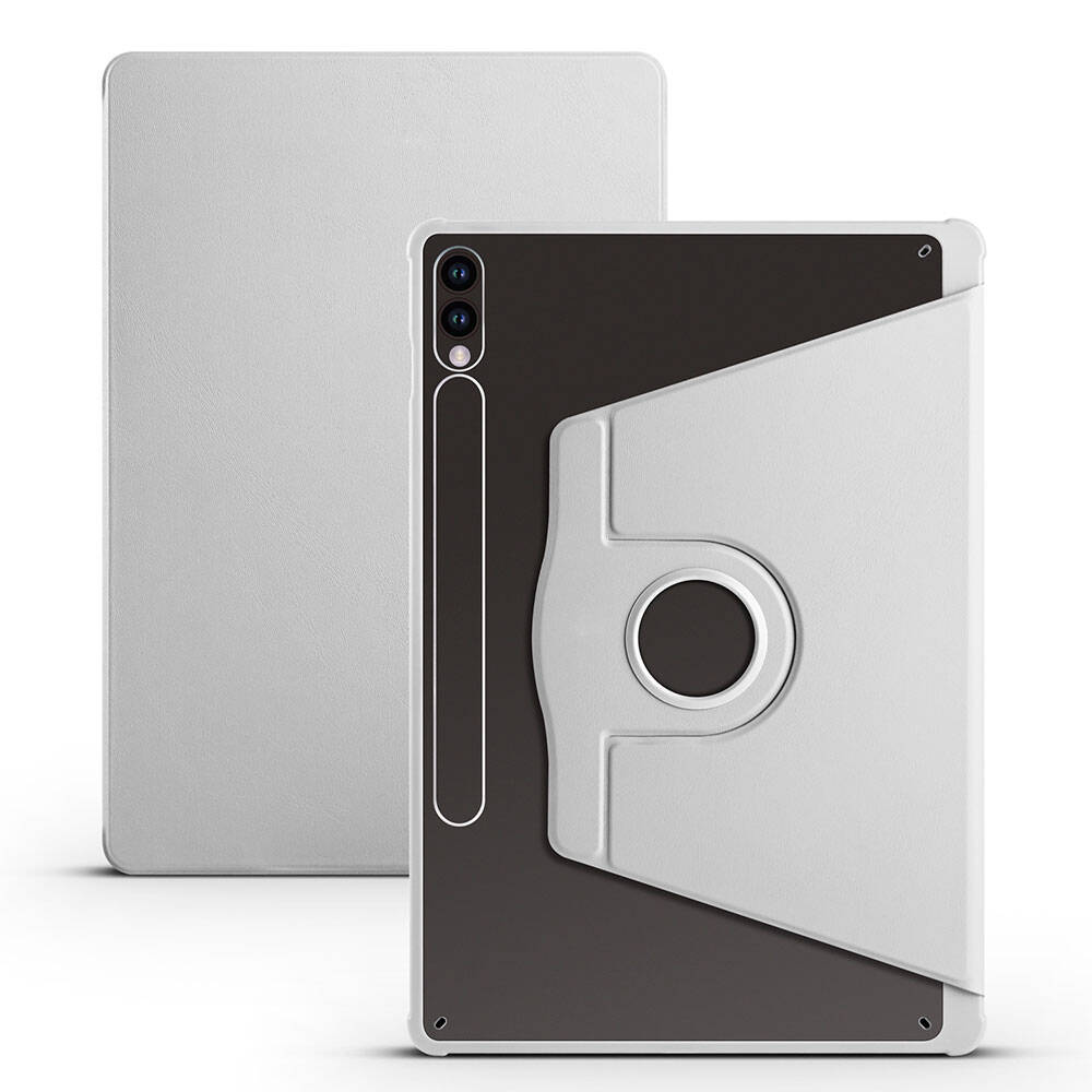 Galaxy Tab S10 Plus Case Zore Thermal Pen Compartment Rotating Stand Case Gray 