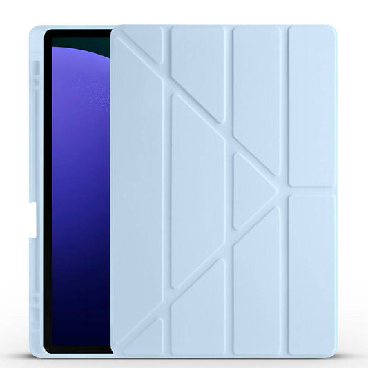 Galaxy Tab S10 Plus Case Zore Tri Folding Stand Case with Pen Compartment Blue 