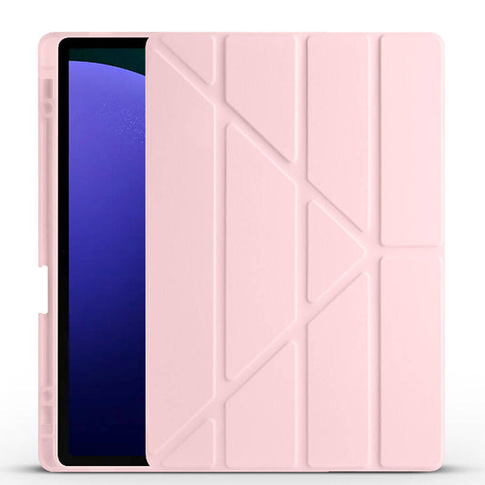 Galaxy Tab S10 Plus Case Zore Tri Folding Stand Case with Pen Compartment Rose Gold 