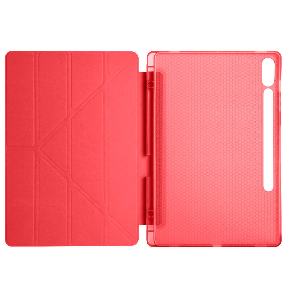 Galaxy Tab S10 Plus Case Zore Tri Folding Stand Case with Pen Compartment Light Green 