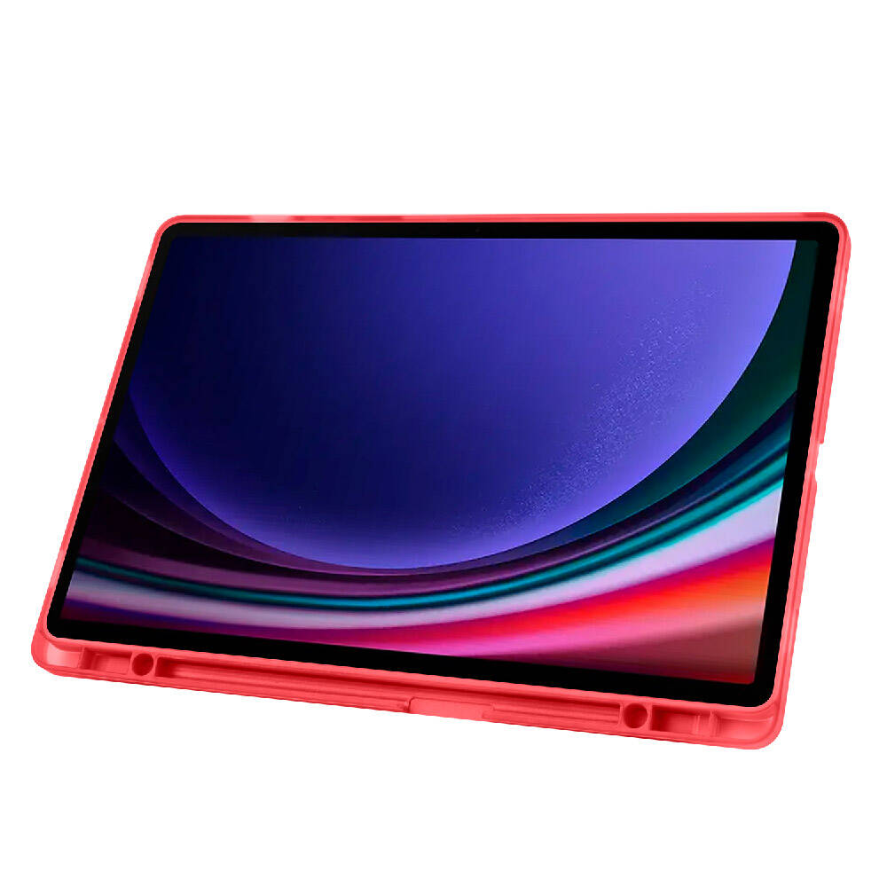 Galaxy Tab S10 Plus Case Zore Tri Folding Stand Case with Pen Compartment Light Green 