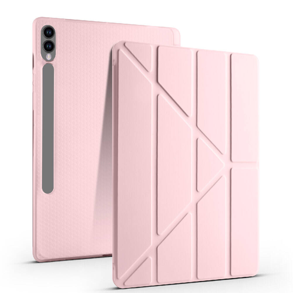 Galaxy Tab S10 Plus Case Zore Tri Folding Stand Case with Pen Compartment Gray 