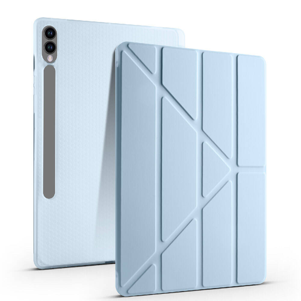 Galaxy Tab S10 Plus Case Zore Tri Folding Stand Case with Pen Compartment Purple 