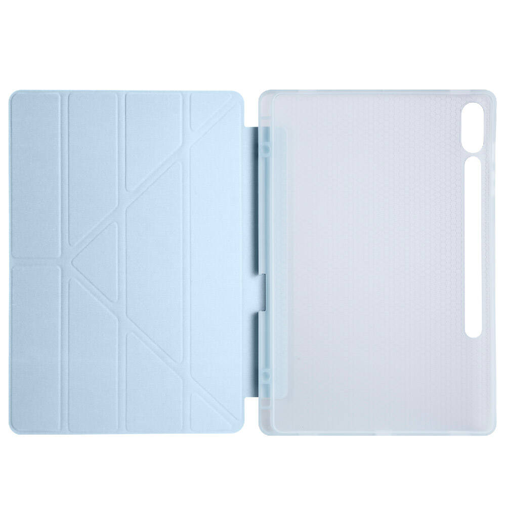 Galaxy Tab S10 Plus Case Zore Tri Folding Stand Case with Pen Compartment Gray 