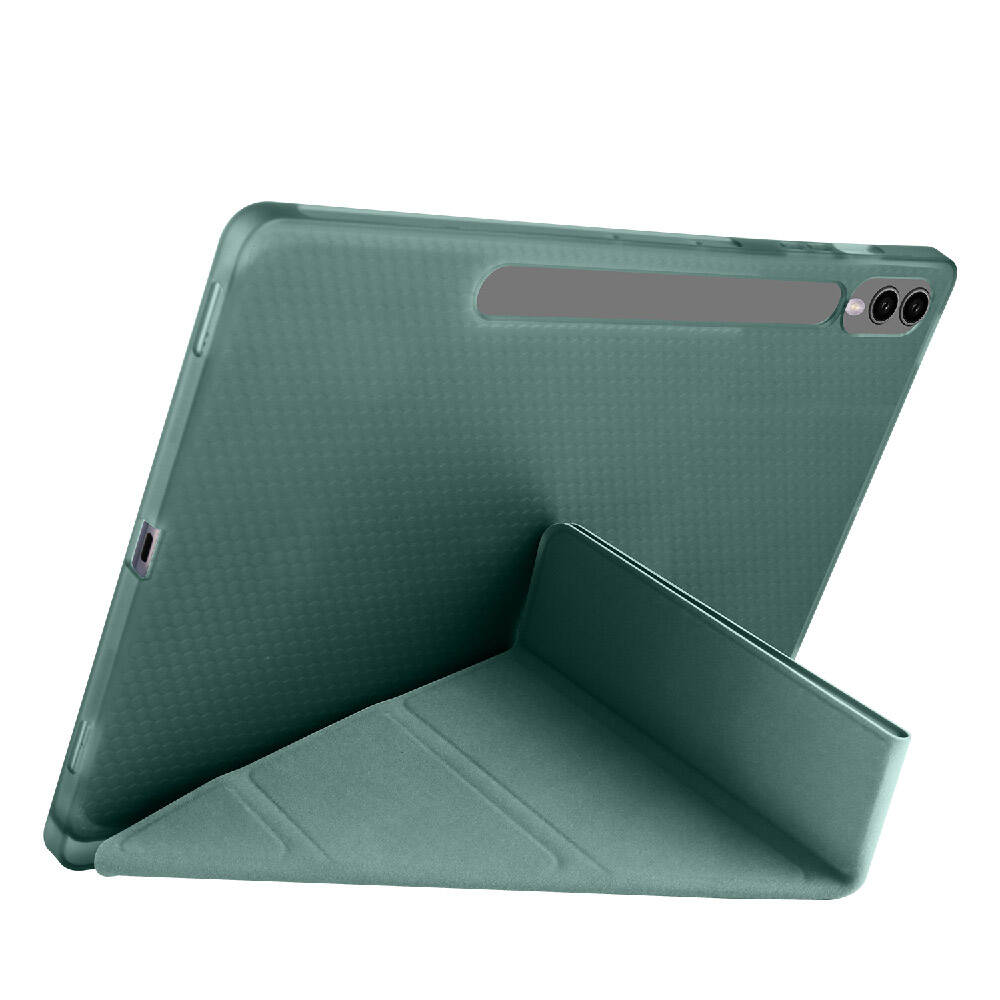 Galaxy Tab S10 Plus Case Zore Tri Folding Stand Case with Pen Compartment Gray 
