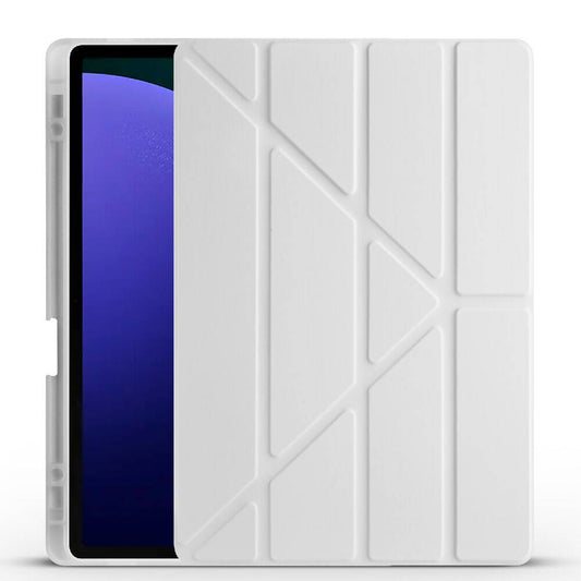 Galaxy Tab S10 Plus Case Zore Tri Folding Stand Case with Pen Compartment Gray 
