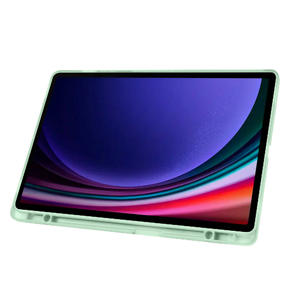 Galaxy Tab S10 Plus Case Zore Tri Folding Stand Case with Pen Compartment Dark Green 