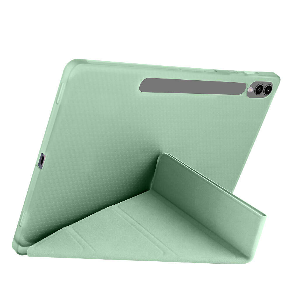 Galaxy Tab S10 Plus Case Zore Tri Folding Stand Case with Pen Compartment Green 