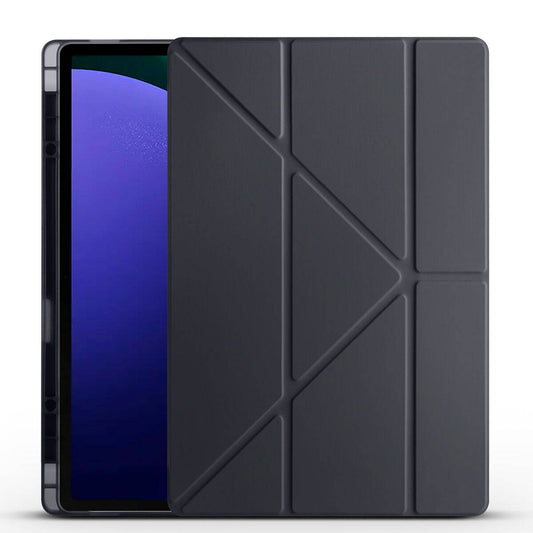 Galaxy Tab S10 Ultra Case Zore Tri Folding Stand Case with Pen Compartment Black 