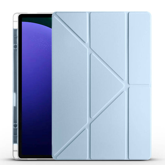 Galaxy Tab S10 Ultra Case Zore Tri Folding Stand Case with Pen Compartment Blue 