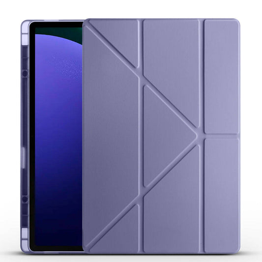 Galaxy Tab S10 Ultra Case Zore Tri Folding Stand Case with Pen Compartment Purple 