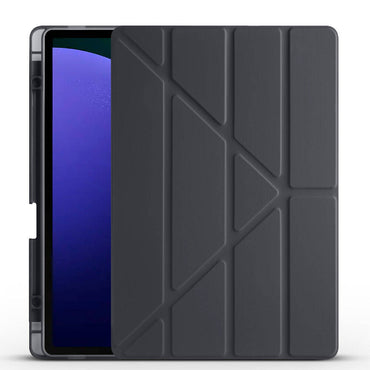 Galaxy Tab S9 FE Plus Case Zore Tri Folding Stand Case with Pen Compartment Lilac 