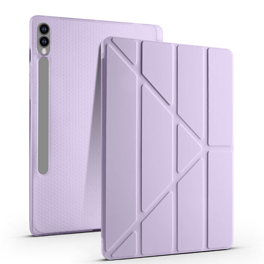 Galaxy Tab S9 FE Plus Case Zore Tri Folding Stand Case with Pen Compartment Lilac 