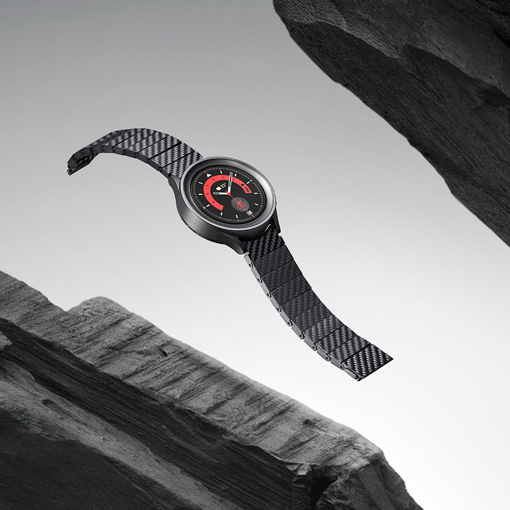 Galaxy Watch 5 44mm Karbon Fiber Pitaka Modern Serisi Black-Grey Twill Kordon Siyah-Gri