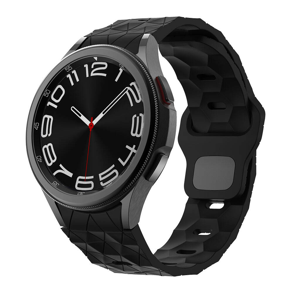 Galaxy Watch 5 Pro 45mm Zore KRD-116 20mm Football Patterned Sports Design Silicone Band Black 