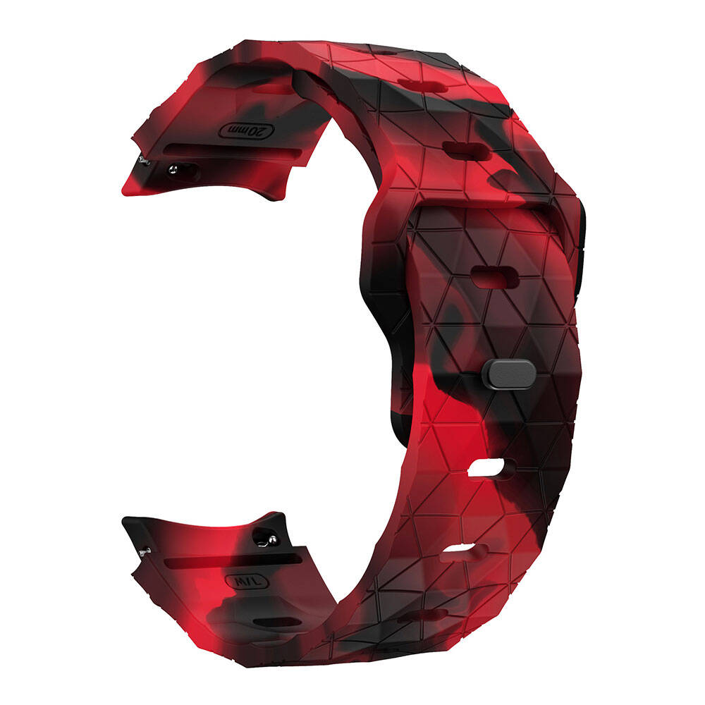 Galaxy Watch 5 Pro 45mm Zore KRD-116 20mm Football Patterned Sports Design Silicone Strap Black-Red 