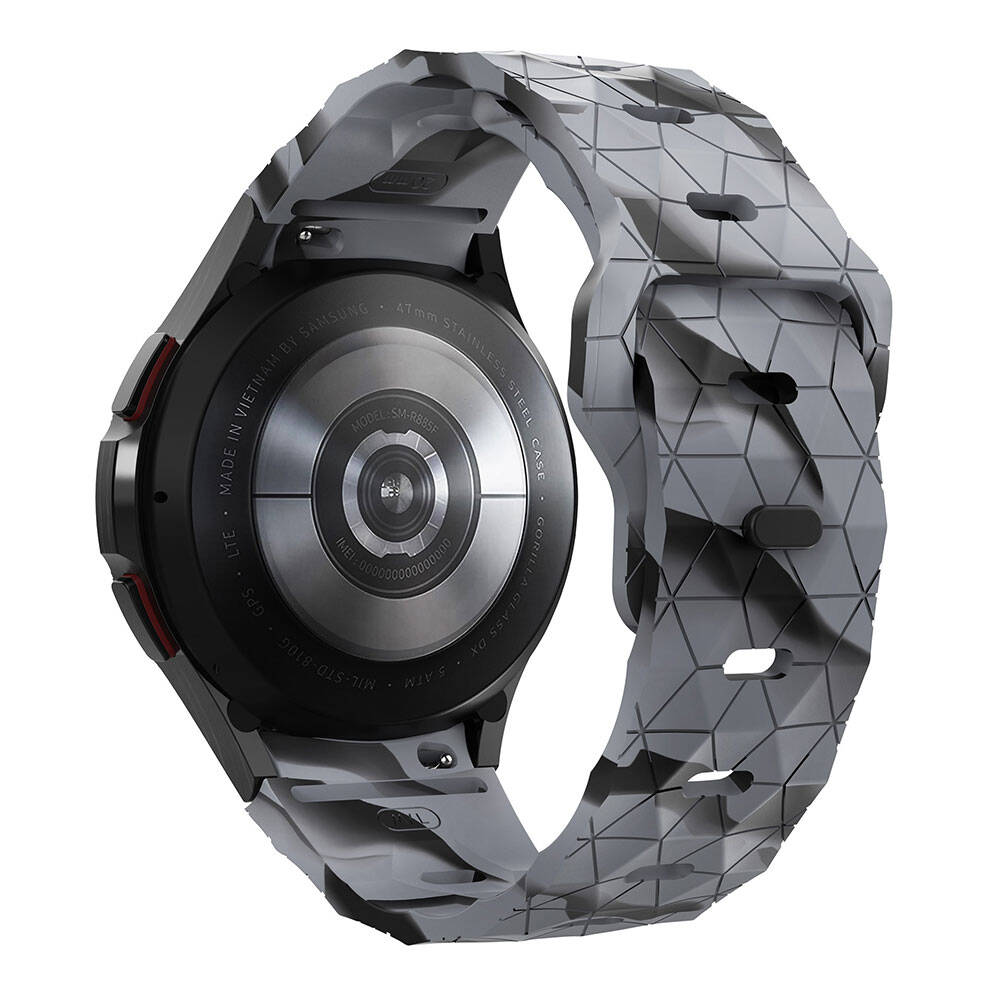 Galaxy Watch 6 40mm Zore KRD-116 20mm Football Patterned Sports Design Silicone Strap Black-Gray 