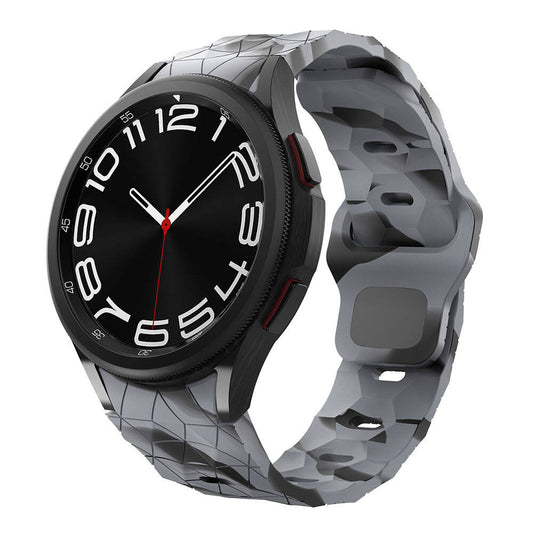 Galaxy Watch 6 44mm Zore KRD-116 20mm Football Patterned Sports Design Silicone Strap Black-Gray 