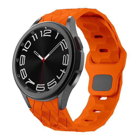 Galaxy Watch 6 44mm Zore KRD-116 20mm Football Patterned Sports Design Silicone Band Orange 
