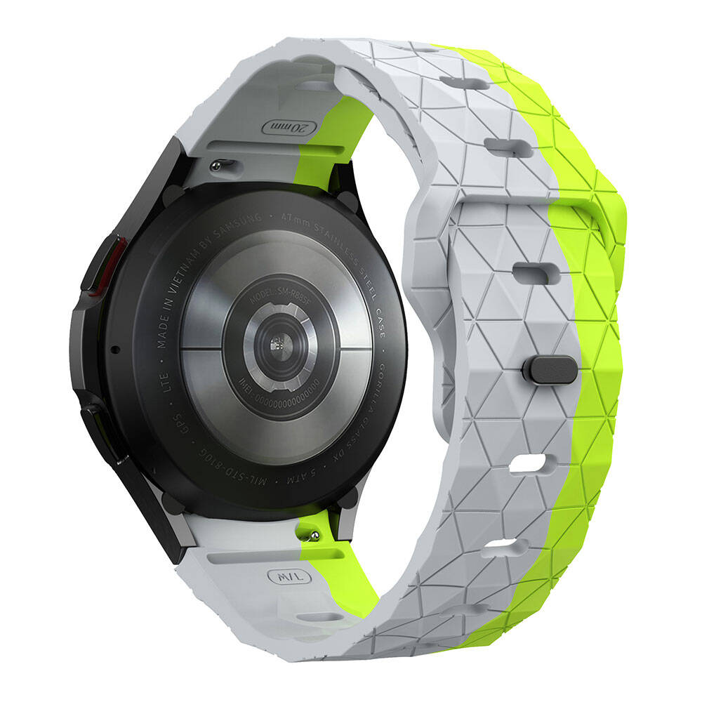 Galaxy Watch 6 44mm Zore KRD-116 20mm Football Patterned Sports Design Silicone Strap Gray-Green 