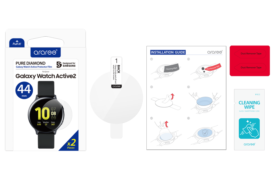 Galaxy Watch Active 2 44mm Araree Pure Diamond Pet Screen Protector Colorless 