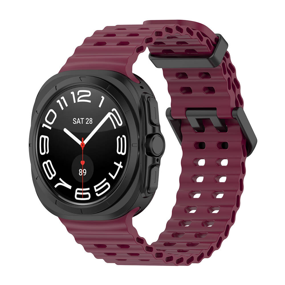 Galaxy Watch Ultra 47mm Zore KRD-118 Serrated Design Silicone Band Dark Red 