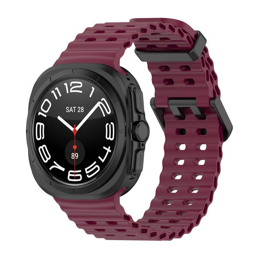 Galaxy Watch Ultra 47mm Zore KRD-118 Serrated Design Silicone Band Dark Red 