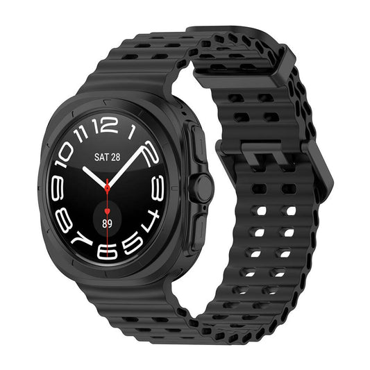 Galaxy Watch Ultra 47mm Zore KRD-118 Serrated Design Silicone Band Black 