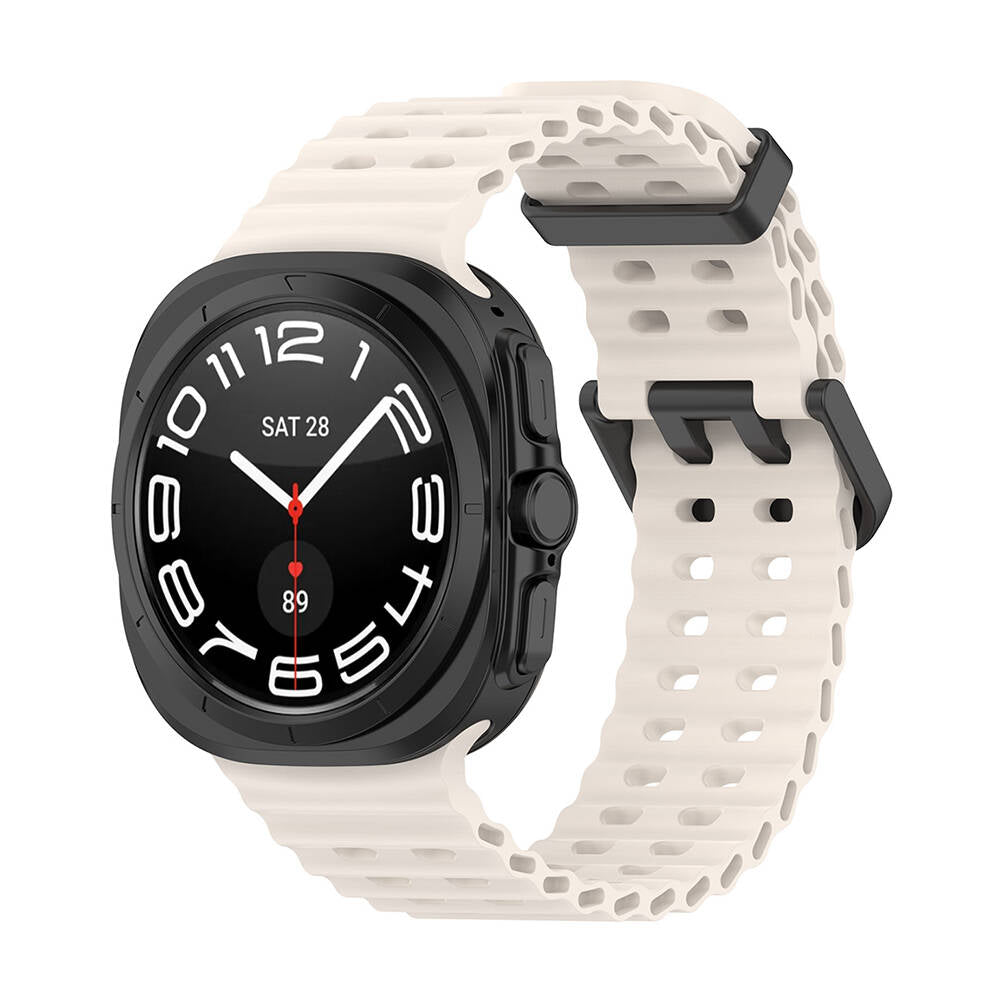Galaxy Watch Ultra 47mm Zore KRD-118 Serrated Design Silicone Band Starlight 