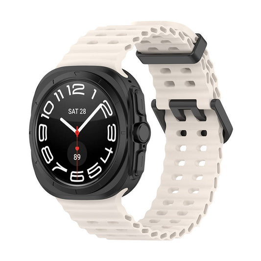 Galaxy Watch Ultra 47mm Zore KRD-118 Serrated Design Silicone Band Starlight 