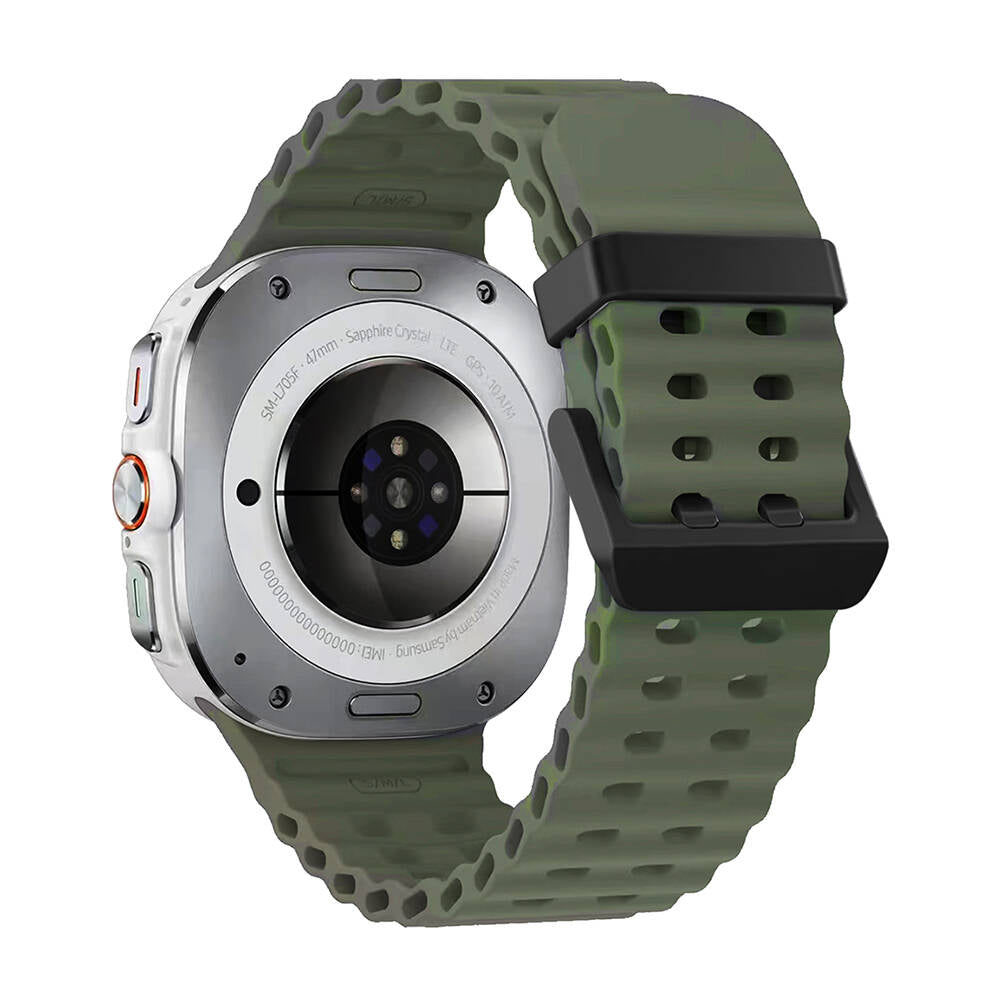 Galaxy Watch Ultra 47mm Zore KRD-118 Serrated Design Silicone Band Black 