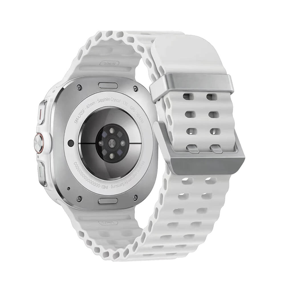 Galaxy Watch Ultra 47mm Zore KRD-118 Serrated Design Silicone Strap White 