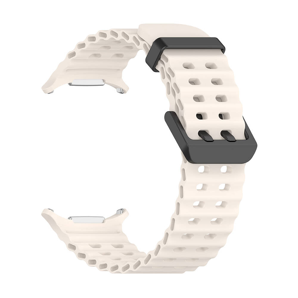 Galaxy Watch Ultra 47mm Zore KRD-118 Serrated Design Silicone Strap White 