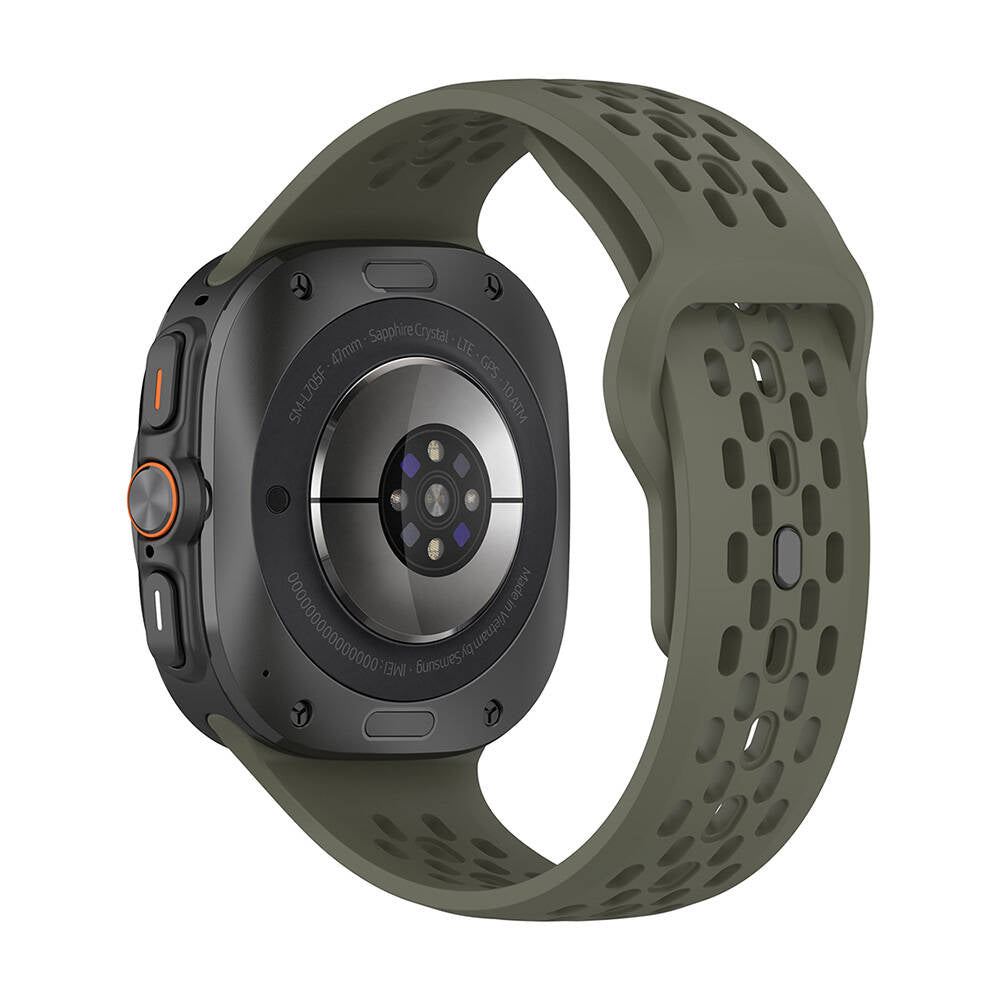 Galaxy Watch Ultra 47mm Zore KRD-119 Perforated Design Silicone Band Deep Green 