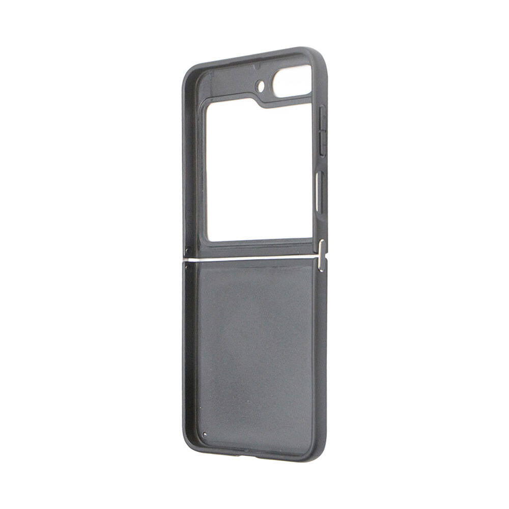 Galaxy Z Flip 5 Case Guess Original Licensed PU Leather Stone Triangle Logo 4G Patterned Strass Cover Black