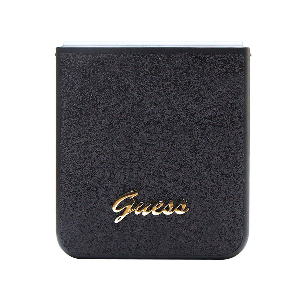 Galaxy Z Flip 5 Case Guess Original Licensed Glitter Script Cover Gold with Text Logo
