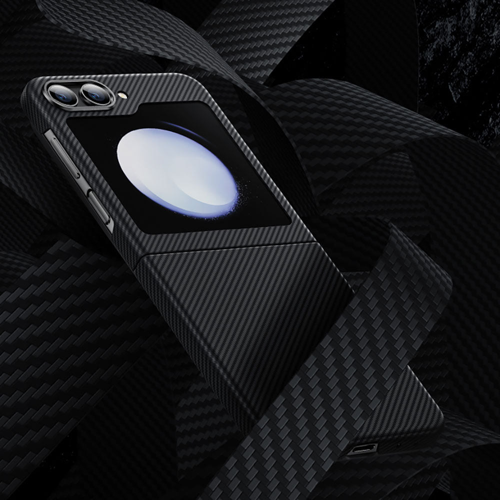 Galaxy Z Flip 5 Carbon Fiber Case Benks Essential ArmorAir 600D Kevlar Cover Black 