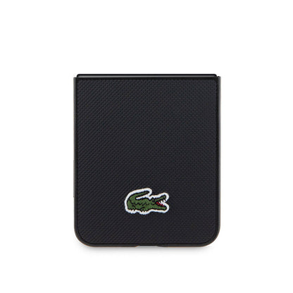 Galaxy Z Flip 5 Kılıf Lacoste Orjinal Lisanslı PU Pike Desenli Arka Yüzey İkonik Timsah Dokuma Logolu Kapak Yeşil