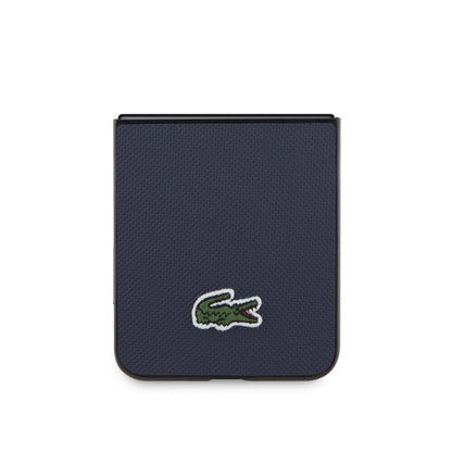Galaxy Z Flip 5 Kılıf Lacoste Orjinal Lisanslı PU Pike Desenli Arka Yüzey İkonik Timsah Dokuma Logolu Kapak Lacivert