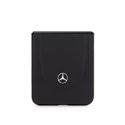 Galaxy Z Flip 5 Kılıf Mercedes Benz Orjinal Lisanslı Metal Yıldız Logolu Urban Deri Kapak Siyah
