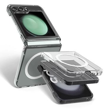 Galaxy Z Flip 6 Case Camera Protection M-safe Hard PC Zore Porto Cover Transparent 