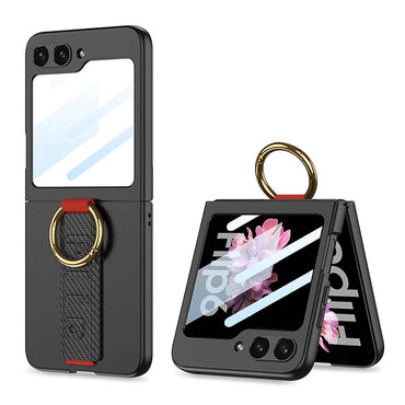Galaxy Z Flip 6 Case Camera Protection Ring Carbon Design Zore Flip Ring Case Cover Black 