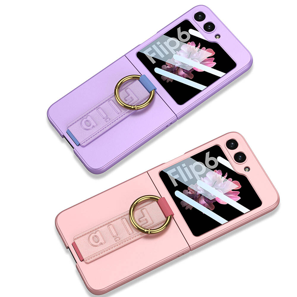 Galaxy Z Flip 6 Case Camera Protection Ring Zore Flip Ring Case Purple 