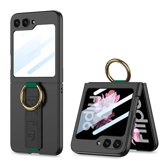 Galaxy Z Flip 6 Case Camera Protection Ring Zore Flip Ring Case Cover Black 