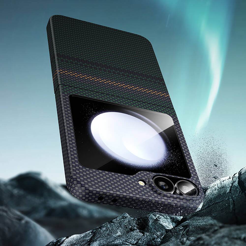 Galaxy Z Flip 6 Case Carbon Fiber Design Benks Aurora ArmorAir Kevlar Cover Black 